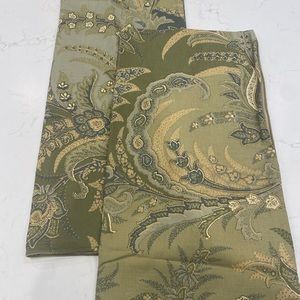 Two Pottery Barn pillow covers. Size 24 x 24 inch. Green/blue paisley pattern.